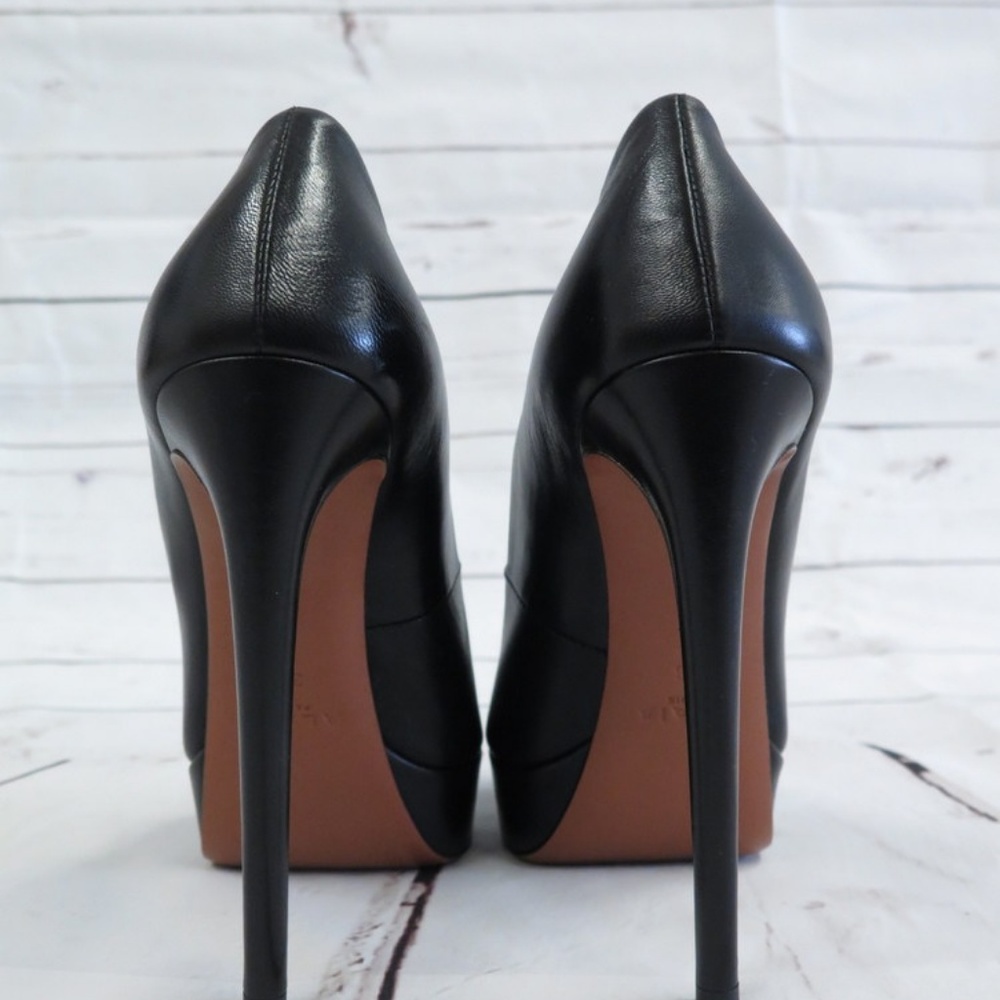 Alaia Pump Platform Peep Toe Black Leather - Picture 6 of 7